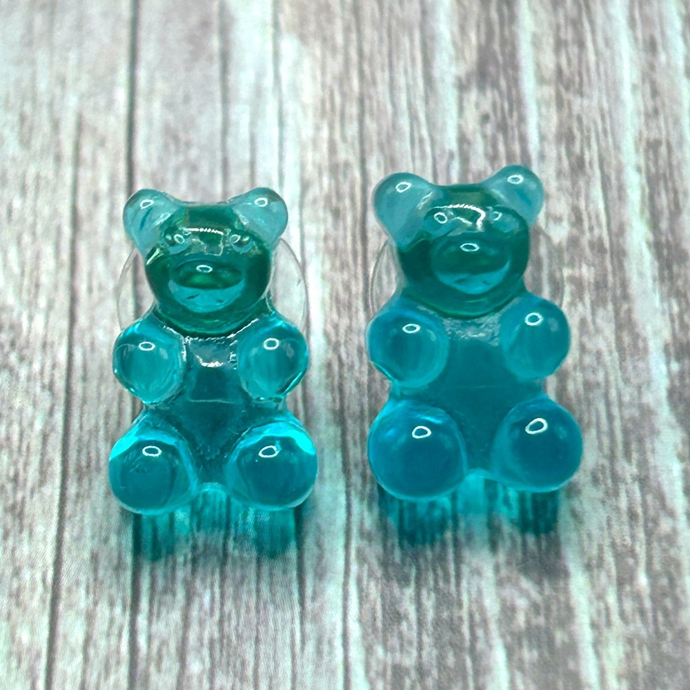 🧸NEW Gummy Bear Enamel Stud Earrings Light Blue